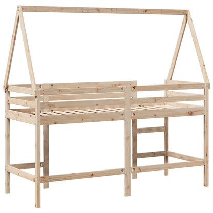 Halfhoogslaper Met Ladder En Bedhuis Grenenhout 80 x 200 cm Naturel
