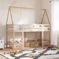 Halfhoogslaper met ladder en bedhuis grenenhout 80x200 cm
