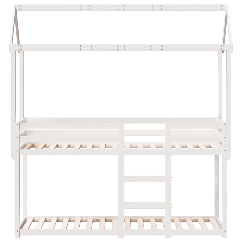 Stapelbed met dak massief grenenhout wit 90x200 cm