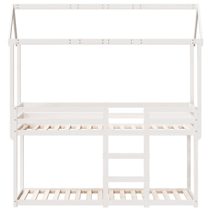 Stapelbed met dak massief grenenhout wit 90x200 cm