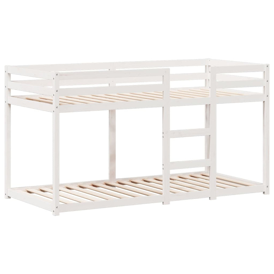 Stapelbed met bedhuis massief grenenhout wit 80x200 cm