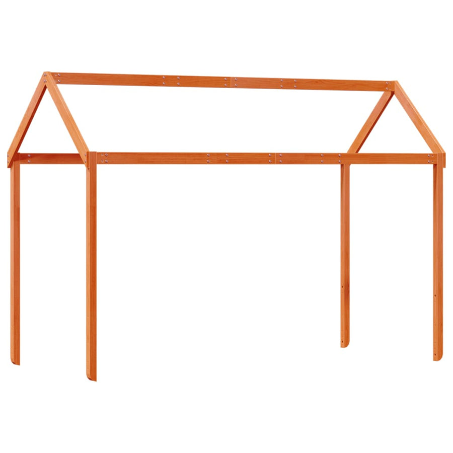 Stapelbed met dak massief grenenhout wasbruin 80x200 cm