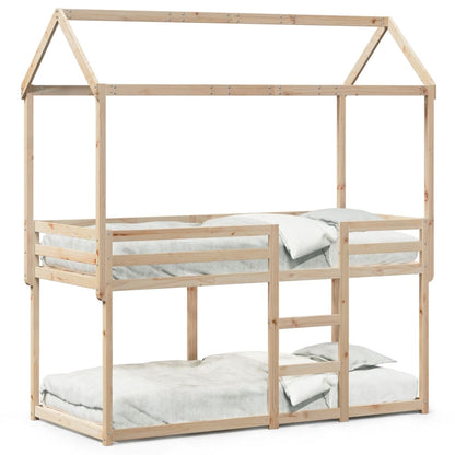 Stapelbed met dak massief grenenhout 90x190 cm