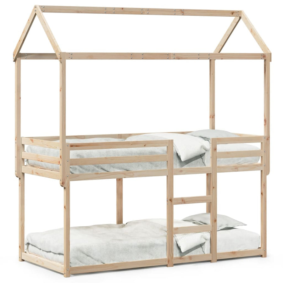 Stapelbed met dak massief grenenhout 90x190 cm
