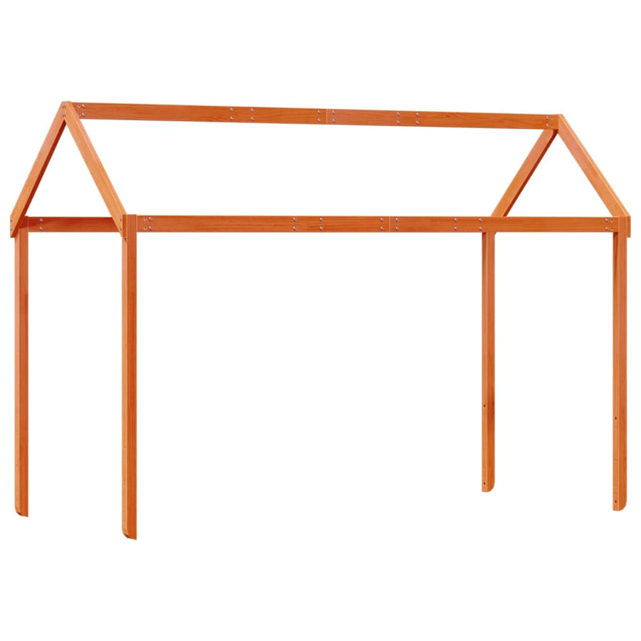 Stapelbed met dak massief grenenhout wasbruin 90x190 cm