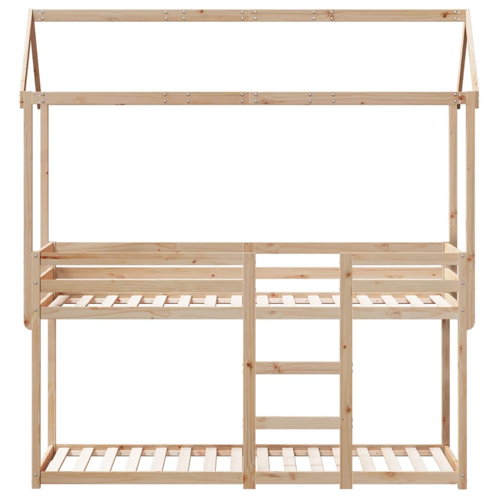 Stapelbed met dak massief grenenhout 90x190 cm