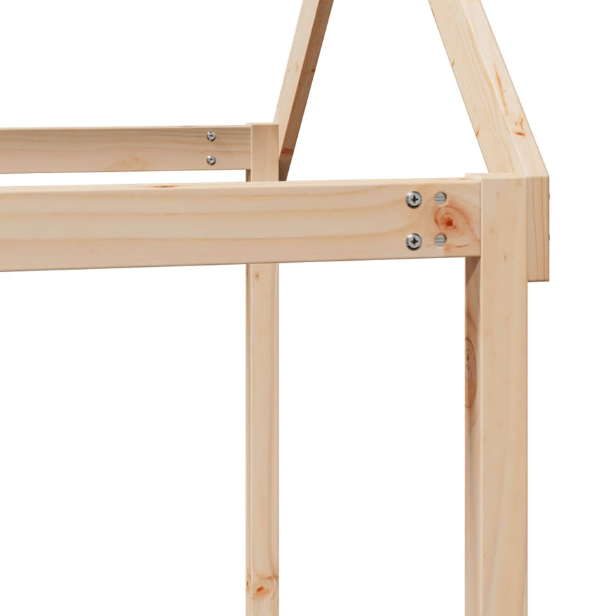 Hoogslaper met dak massief grenenhout wasbruin 75x190 cm