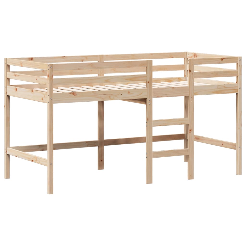 Halfhoogslaper met ladder en bedhuis grenenhout 90x190 cm