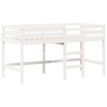 Halfhoogslaper met ladder en bedhuis grenenhout wit 90x190 cm