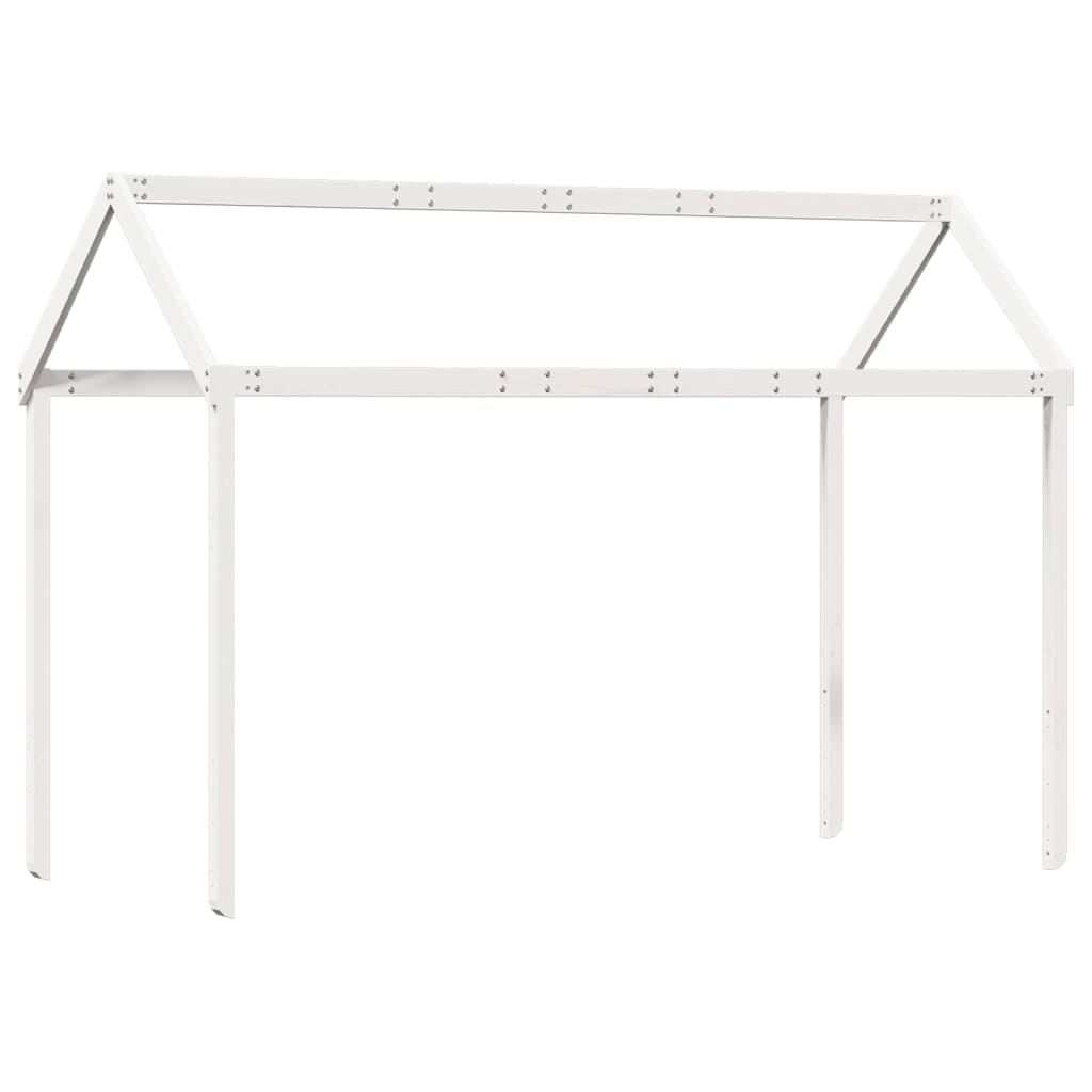 Halfhoogslaper met ladder en bedhuis grenenhout wit 90x190 cm