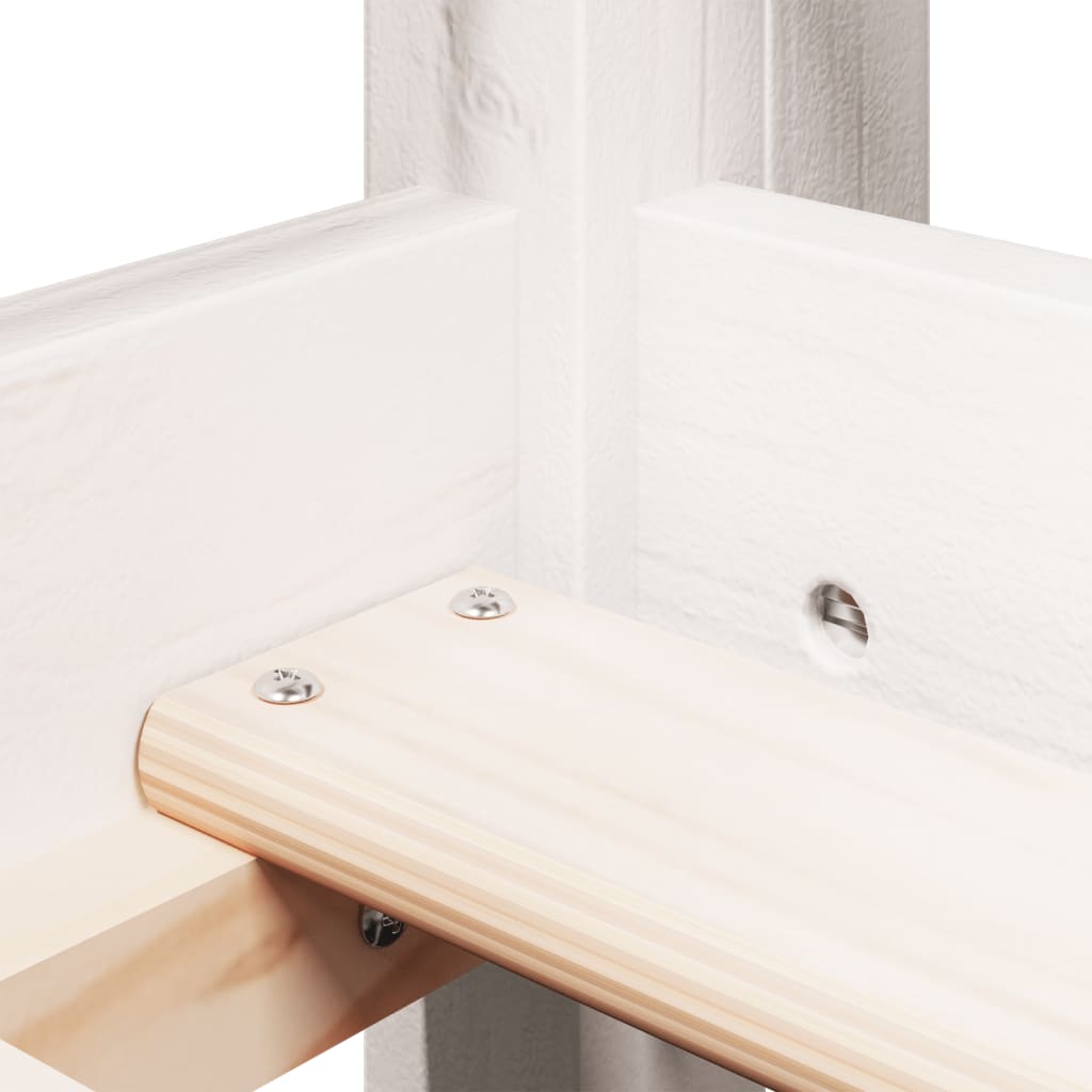 Halfhoogslaper met ladder en bedhuis grenenhout wit 90x190 cm