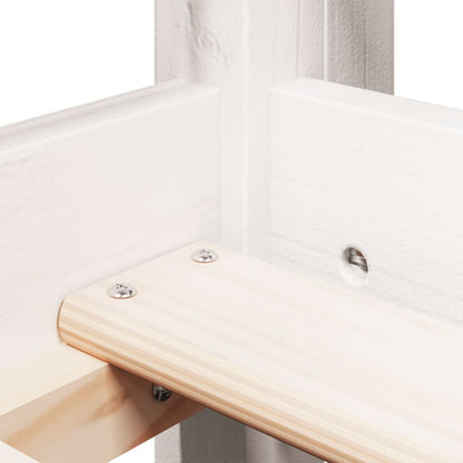 Halfhoogslaper met ladder en bedhuis grenenhout wit 90x190 cm