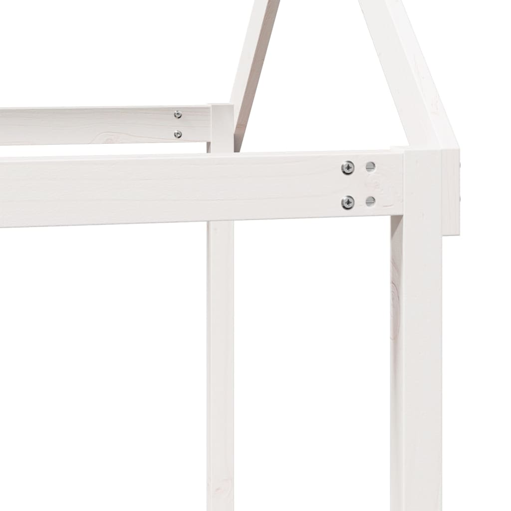 Halfhoogslaper met ladder en bedhuis grenenhout wit 90x190 cm