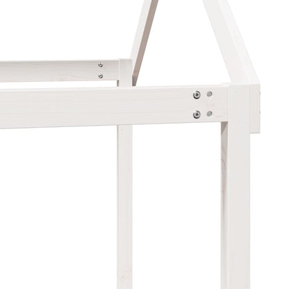 Halfhoogslaper met ladder en bedhuis grenenhout wit 90x190 cm