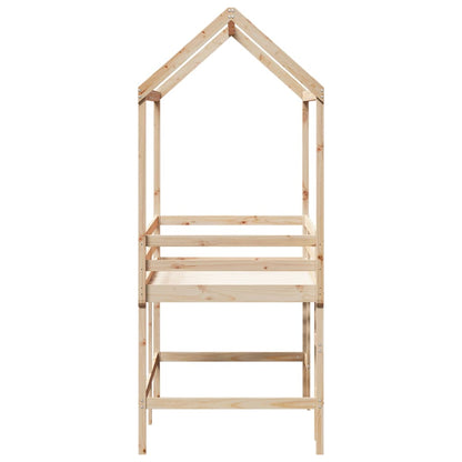 Halfhoogslaper met ladder en bedhuis grenenhout 90x200 cm