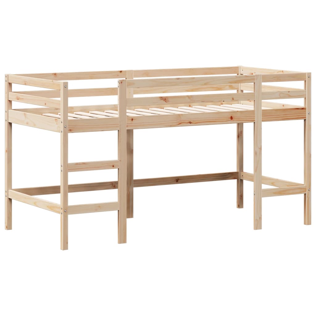 Halfhoogslaper met ladder en bedhuis grenenhout 90x190 cm