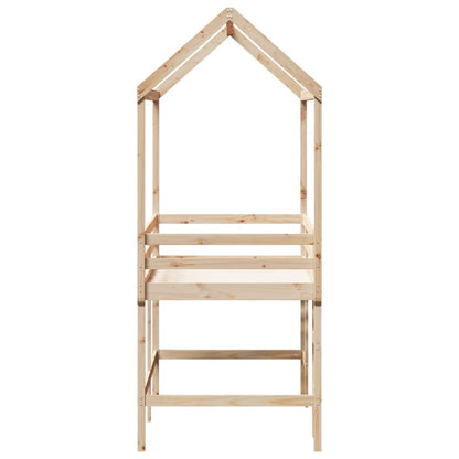 Halfhoogslaper met ladder en bedhuis grenenhout 90x190 cm