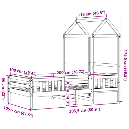 Bedframe met huisje massief grenenhout 100x200 cm