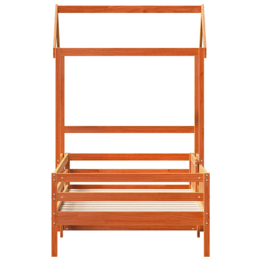 Bedframe met huisje massief grenenhout wasbruin 90x200 cm