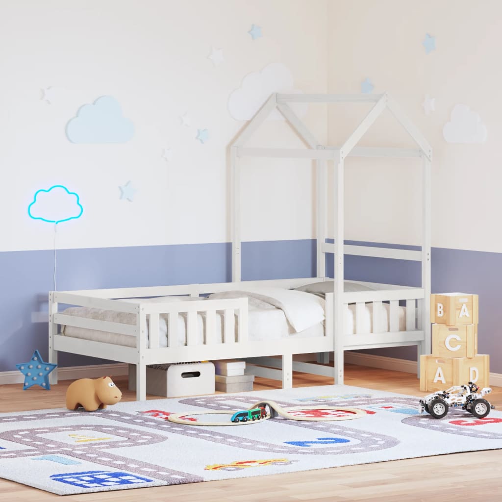 Bedframe met huisje massief grenenhout wit 80x200 cm