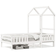 Bedframe huisje massief grenenhout wit 80x200 cm