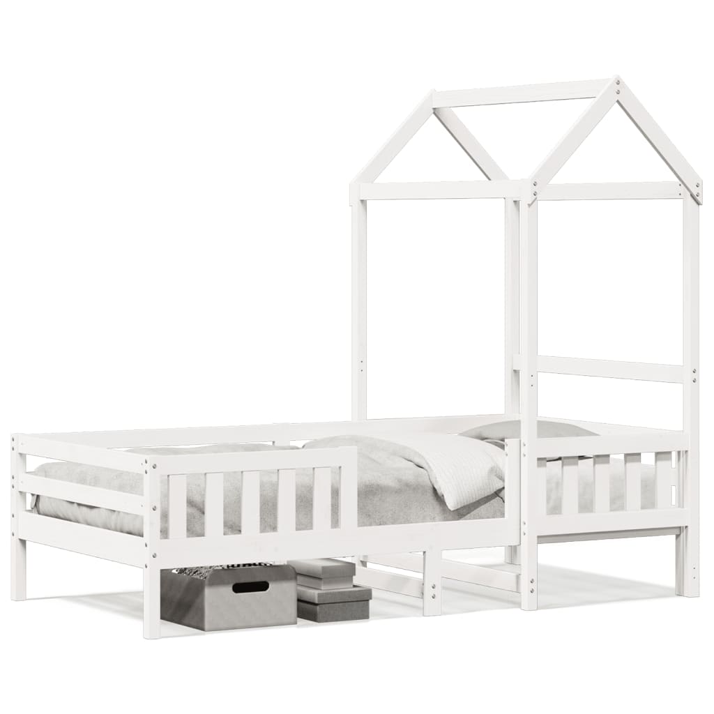 Bedframe met huisje massief grenenhout wit 80x200 cm