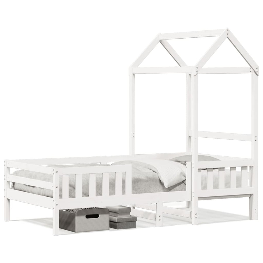 Bedframe met huisje massief grenenhout wit 80x200 cm