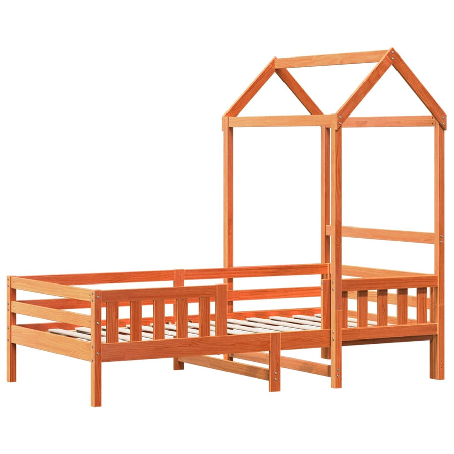 Bedframe met huisje massief grenenhout wasbruin 80x200 cm