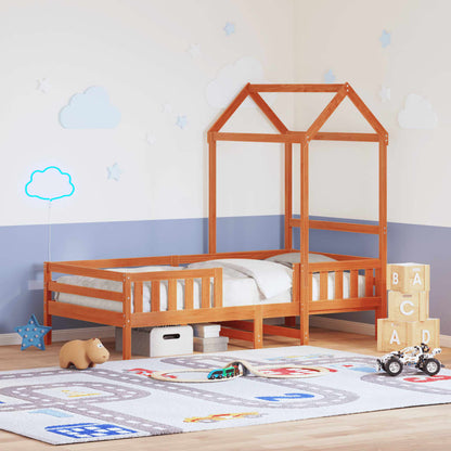Bedframe met huisje massief grenenhout wasbruin 80x200 cm
