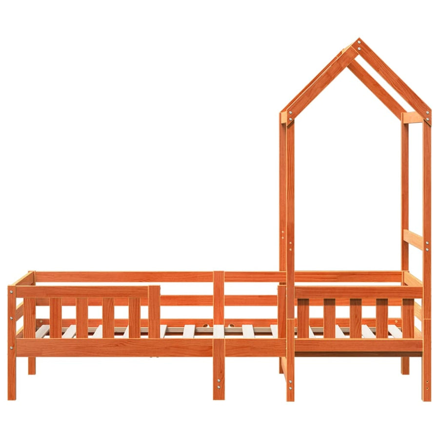 Bedframe met huisje massief grenenhout wasbruin 80x200 cm