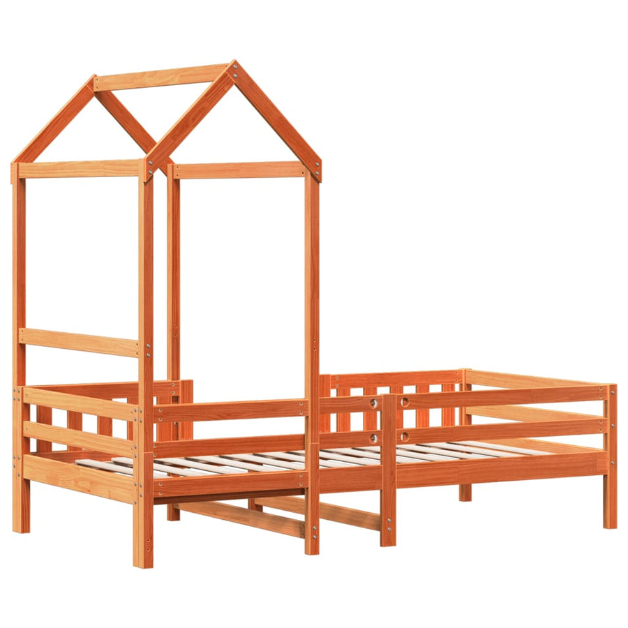 Bedframe met huisje massief grenenhout wasbruin 90x190 cm