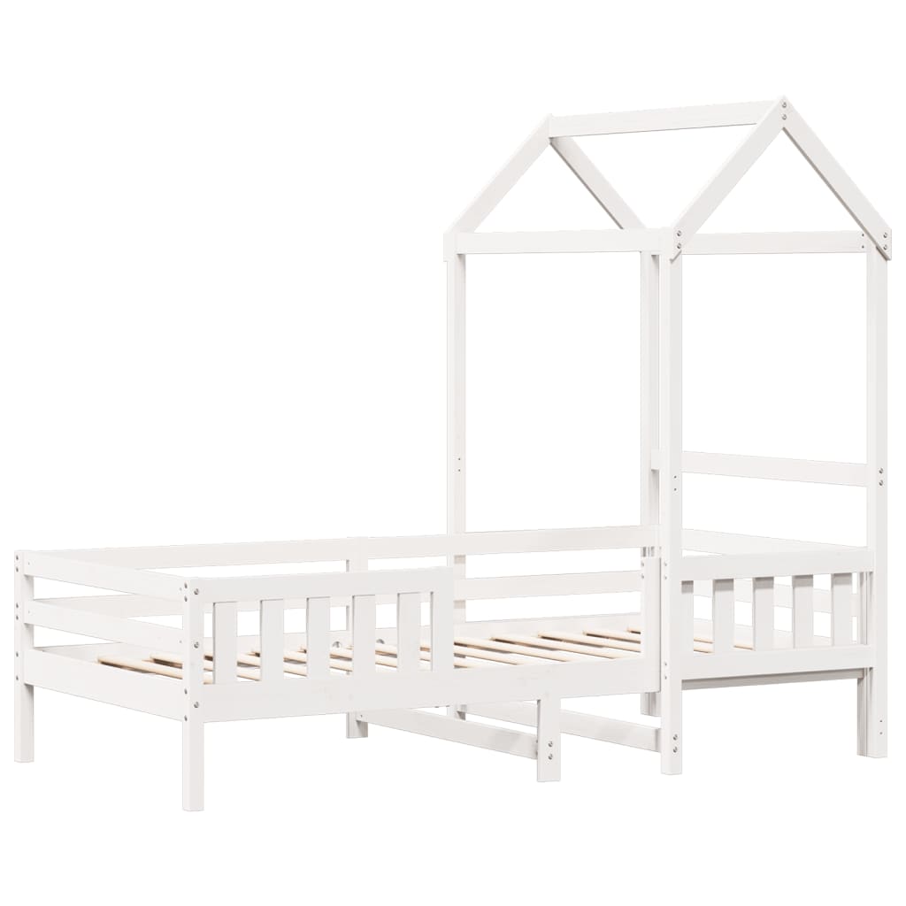 Bedframe met huisje massief grenenhout wit 75x190 cm