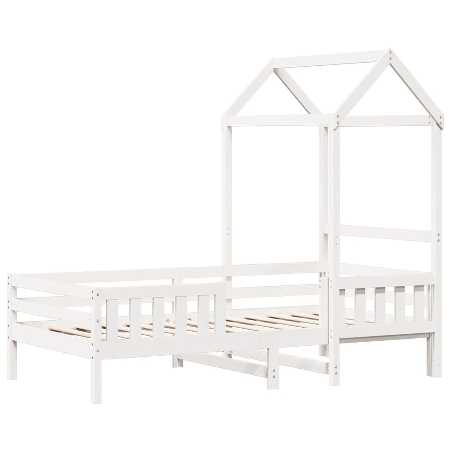 Bedframe met huisje massief grenenhout wit 75x190 cm