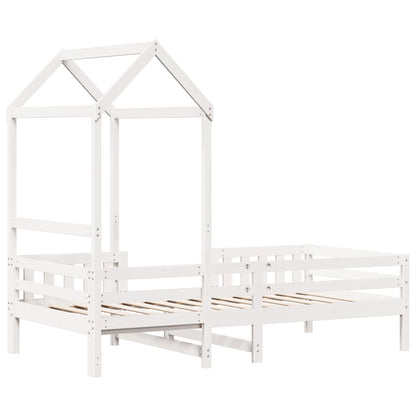 Bedframe met huisje massief grenenhout wit 75x190 cm