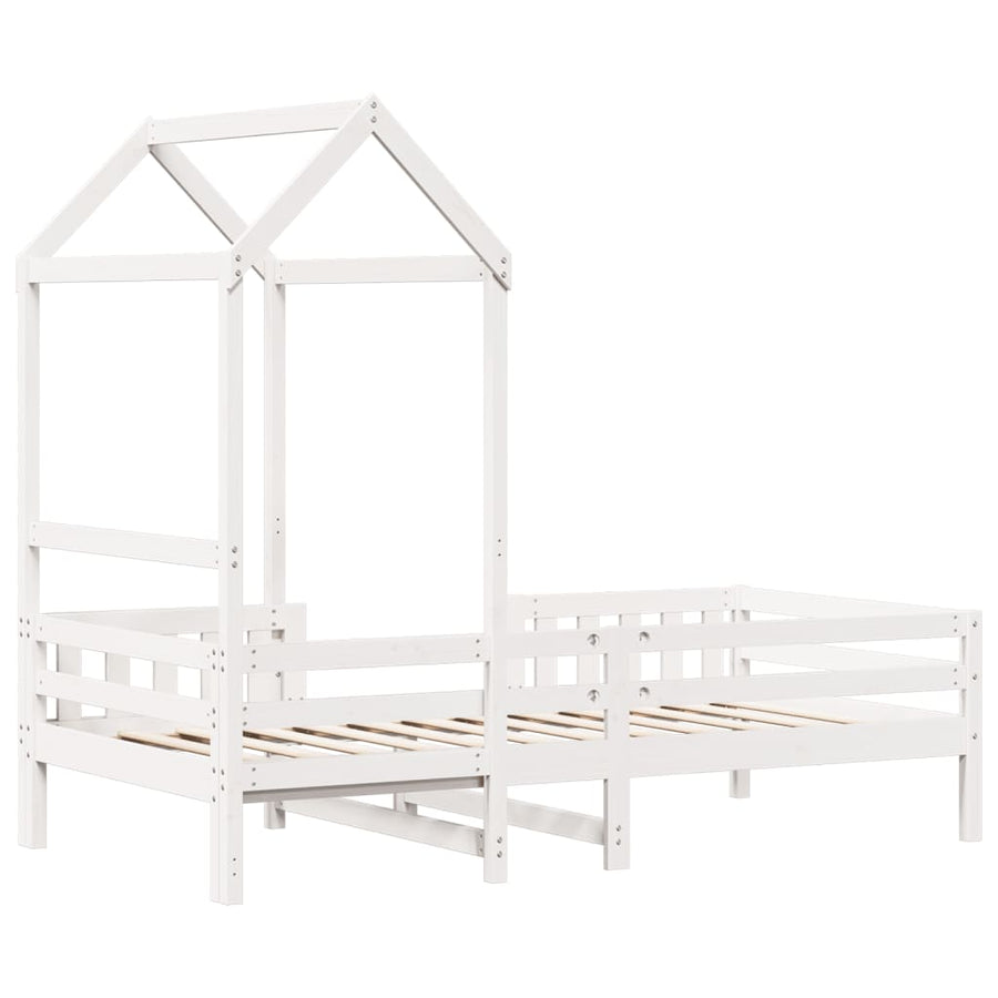 Bedframe met huisje massief grenenhout wit 75x190 cm