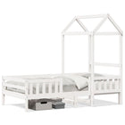 House Bed Frame Solid Pine Wood White 75x190 cm