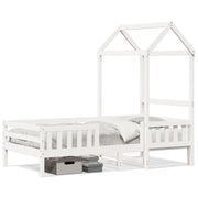 Bedframe huisje massief grenenhout wit 75x190 cm