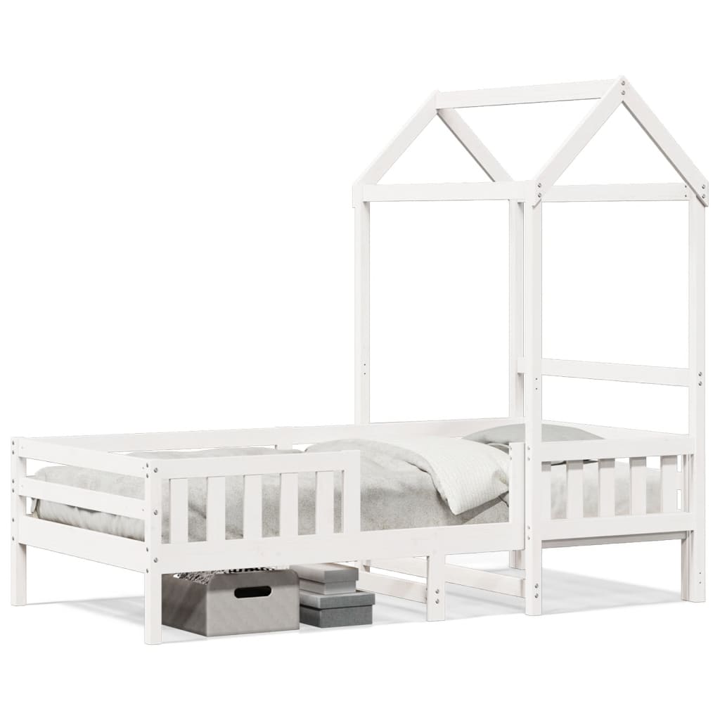 Bedframe met huisje massief grenenhout wit 75x190 cm