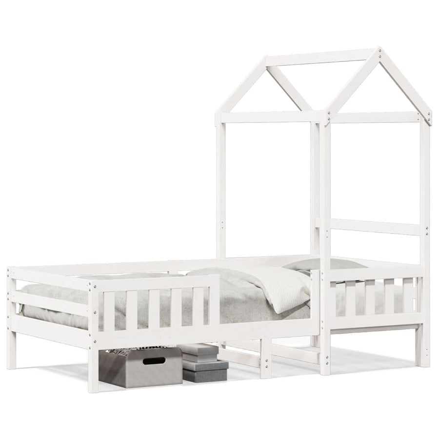 Bedframe met huisje massief grenenhout wit 75x190 cm