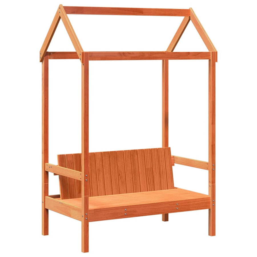 Kinderbed met huisje massief grenenhout wasbruin 90x200 cm