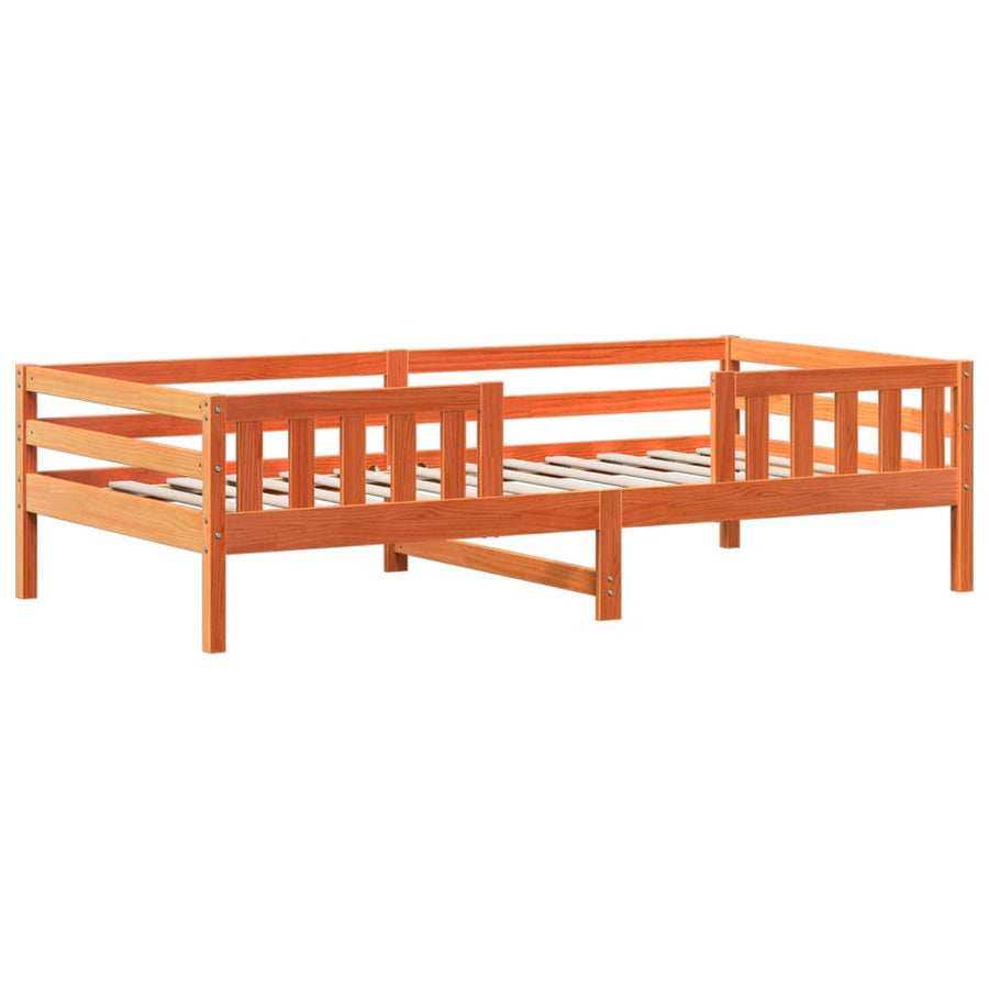 Kinderbed met huisje massief grenenhout wasbruin 90x200 cm
