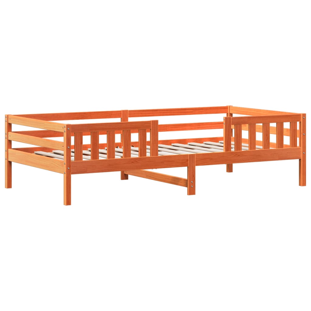Kinderbed met huisje massief grenenhout wasbruin 80x200 cm