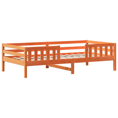 Kinderbed met huisje massief grenenhout wasbruin 80x200 cm