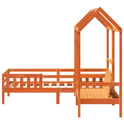 Kinderbed met huisje massief grenenhout wasbruin 80x200 cm