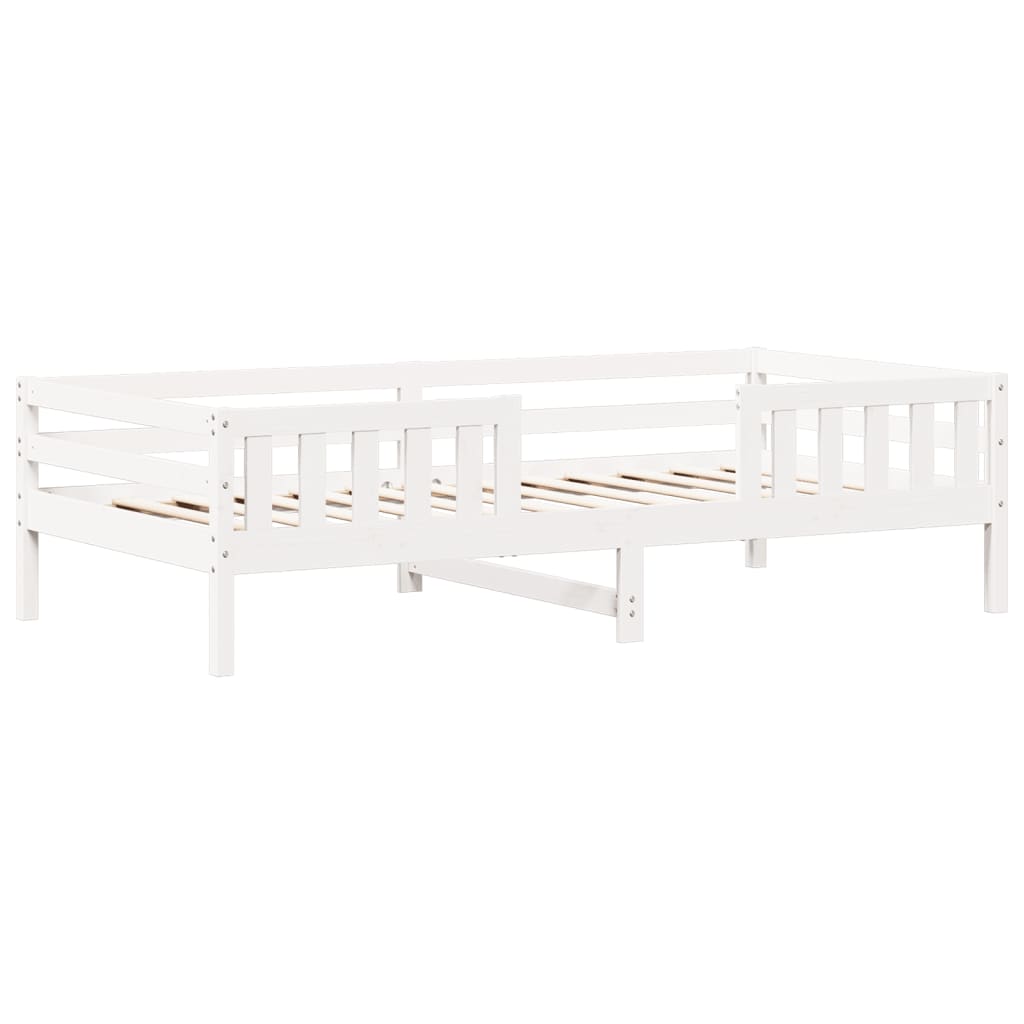 Kinderbed met dak massief grenenhout wit 90x190 cm