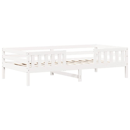Kinderbed met dak massief grenenhout wit 90x190 cm