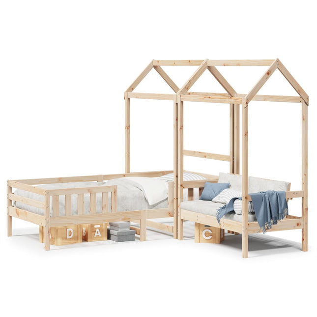 Kinderbed 75x190 cm met dak massief grenenhout