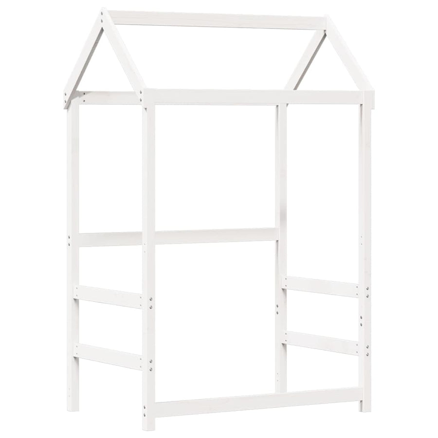 Kinderbed met dak massief grenenhout wit 75x190 cm