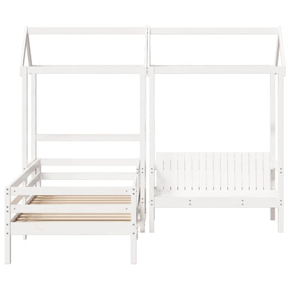 Kinderbed met dak massief grenenhout wit 75x190 cm