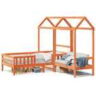 Kinderbed met dak massief grenenhout wasbruin 75x190 cm